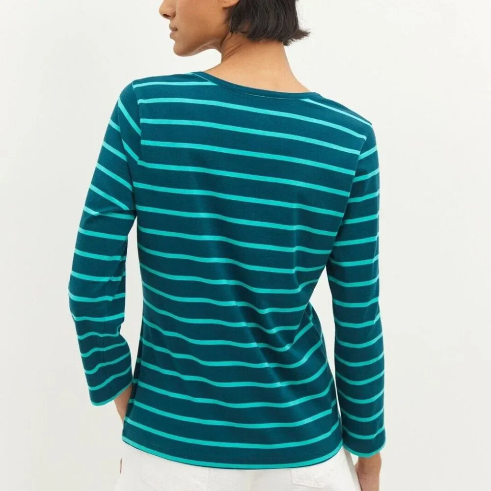 Anthropologie Daily Practice Scoop Neck Tee Striped Top L